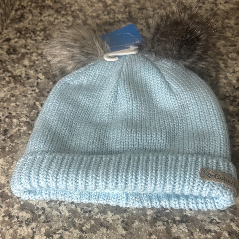 Columbia Sky Blue Kids Hat with Faux Fur Ears - O/S